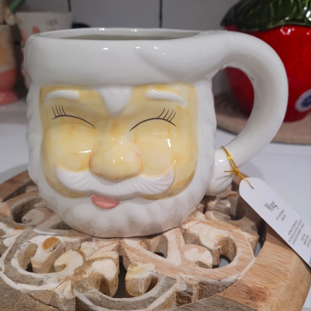 Santa Eyes Closed White mug!